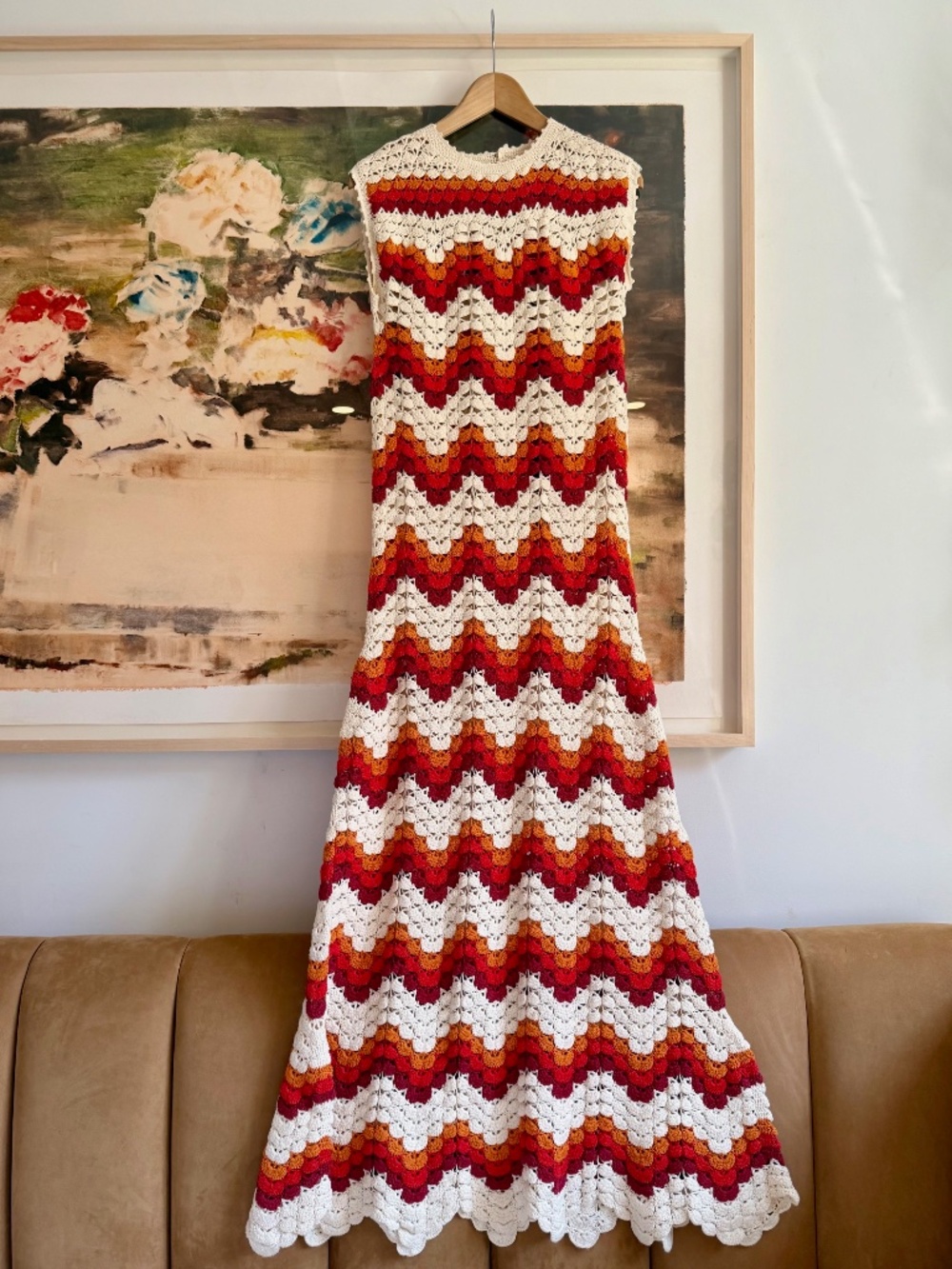 ESCVDO + NET SUSTAIN Amazonas striped crocheted cotton maxi dress